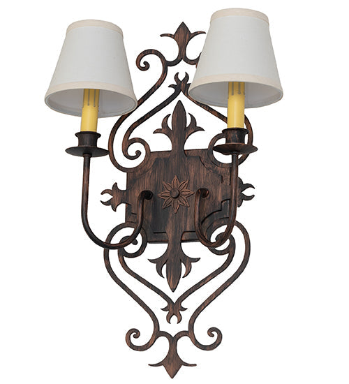 Meyda Lighting Louisa 13" 2-Light Cimarron Bronze Wall Sconce With White Textrene Shade