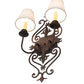 Meyda Lighting Louisa 13" 2-Light Cimarron Bronze Wall Sconce With White Textrene Shade