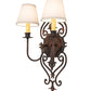 Meyda Lighting Louisa 13" 2-Light Cimarron Bronze Wall Sconce With White Textrene Shade