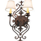 Meyda Lighting Louisa 13" 2-Light Cimarron Bronze Wall Sconce With White Textrene Shade