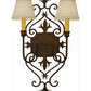 Meyda Lighting Louisa 14" 2-Light Rustic Iron Wall Sconce With White Textrene Shade