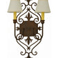Meyda Lighting Louisa 14" 2-Light Rustic Iron Wall Sconce With White Textrene Shade