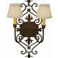 Meyda Lighting Louisa 14" 2-Light Rustic Iron Wall Sconce With White Textrene Shade