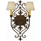 Meyda Lighting Louisa 14" 2-Light Rustic Iron Wall Sconce With White Textrene Shade
