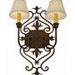 Meyda Lighting Louisa 14" 2-Light Rustic Iron Wall Sconce With White Textrene Shade