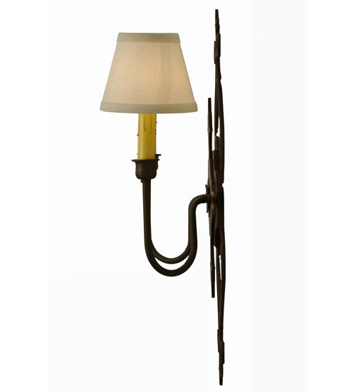Meyda Lighting Louisa 14" 2-Light Rustic Iron Wall Sconce With White Textrene Shade