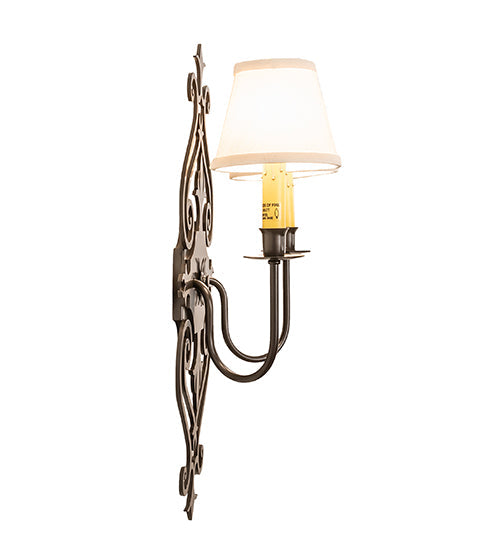 Meyda Lighting Louisa 15" 2-Light Timeless Bronze Wall Sconce With Beige Natural Textrene Shade