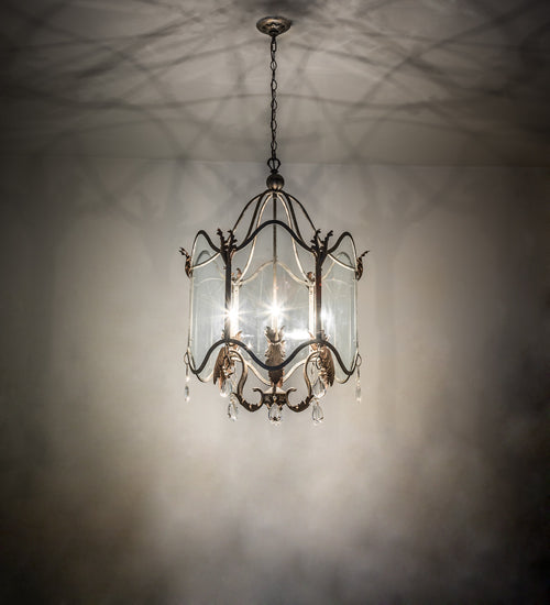 Meyda Lighting Lourdes 27" 6-Light Corinth & Cortez Gold Chandelier With Clear Shade Glass