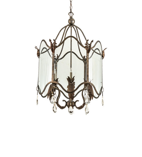 Meyda Lighting Lourdes 27" 6-Light Corinth & Cortez Gold Chandelier With Clear Shade Glass