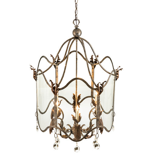 Meyda Lighting Lourdes 27" 6-Light Corinth & Cortez Gold Chandelier With Clear Shade Glass