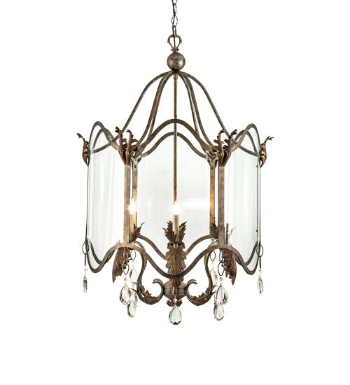 Meyda Lighting Lourdes 27" 6-Light Corinth & Cortez Gold Chandelier With Clear Shade Glass