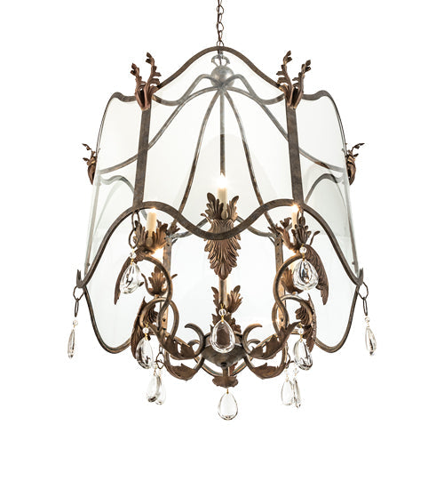 Meyda Lighting Lourdes 27" 6-Light Corinth & Cortez Gold Chandelier With Clear Shade Glass