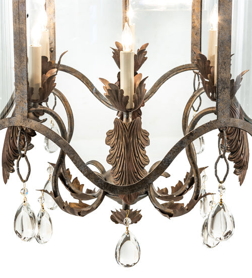 Meyda Lighting Lourdes 27" 6-Light Corinth & Cortez Gold Chandelier With Clear Shade Glass