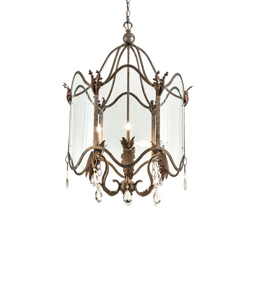 Meyda Lighting Lourdes 27" 6-Light Corinth & Cortez Gold Chandelier With Clear Shade Glass