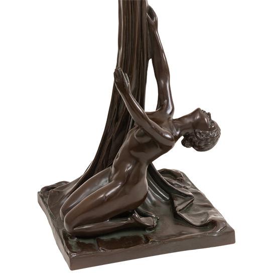 Meyda Lighting Lovers Triangle 35" Mahogany Bronze Table Lamp With Goldfish Stained Shade Glass