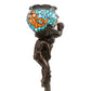 Meyda Lighting Lovers Triangle 35" Mahogany Bronze Table Lamp With Goldfish Stained Shade Glass
