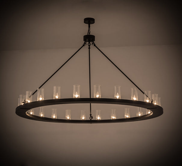 Meyda Lighting Loxley 167756 72" 24-Light Timeless Bronze Chandelier With Clear Seeded Shade Glass