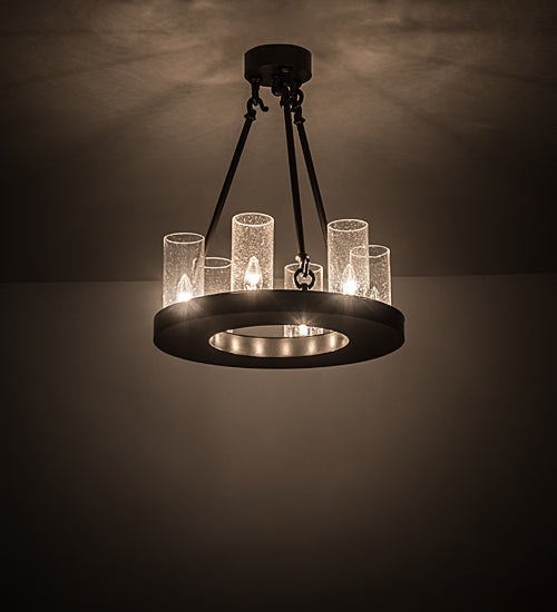 Meyda Lighting Loxley 18" 6-Light Timeless Bronze Chandelier With Clear Seeded Shade Glass