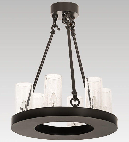 Meyda Lighting Loxley 18" 6-Light Timeless Bronze Chandelier With Clear Seeded Shade Glass