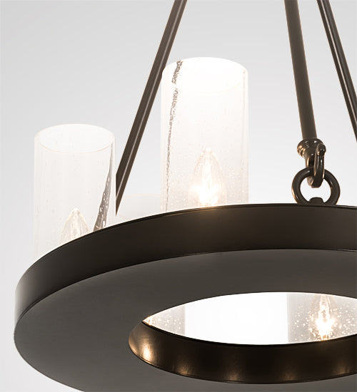 Meyda Lighting Loxley 18" 6-Light Timeless Bronze Chandelier With Clear Seeded Shade Glass