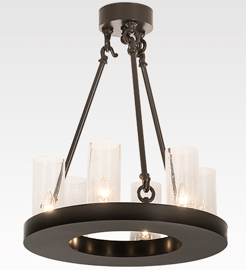 Meyda Lighting Loxley 18" 6-Light Timeless Bronze Chandelier With Clear Seeded Shade Glass