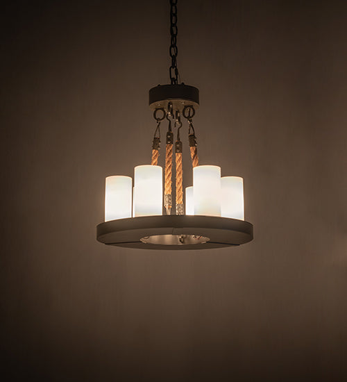 Meyda Lighting Loxley 18" 6-Light Timeless Bronze Chandelier With White Statuario Idalight Shade