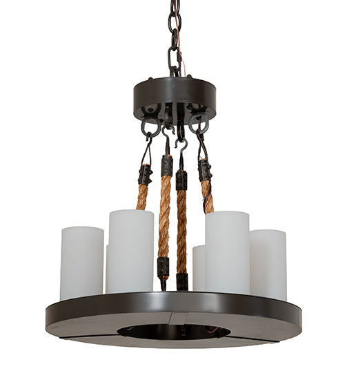 Meyda Lighting Loxley 18" 6-Light Timeless Bronze Chandelier With White Statuario Idalight Shade
