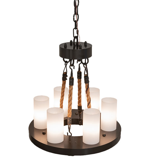 Meyda Lighting Loxley 18" 6-Light Timeless Bronze Chandelier With White Statuario Idalight Shade