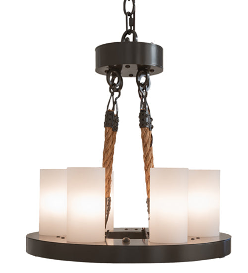 Meyda Lighting Loxley 18" 6-Light Timeless Bronze Chandelier With White Statuario Idalight Shade