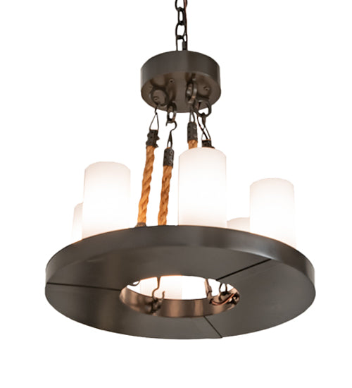 Meyda Lighting Loxley 18" 6-Light Timeless Bronze Chandelier With White Statuario Idalight Shade