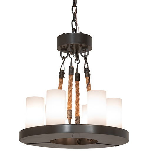 Meyda Lighting Loxley 18" 6-Light Timeless Bronze Chandelier With White Statuario Idalight Shade