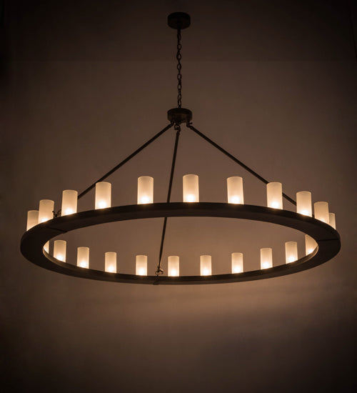 Meyda Lighting Loxley 181386 72" 24-Light Timeless Bronze Chandelier With Frosted Clear Shade Glass