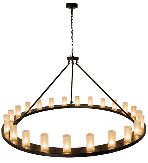 Meyda Lighting Loxley 181386 72" 24-Light Timeless Bronze Chandelier With Frosted Clear Shade Glass