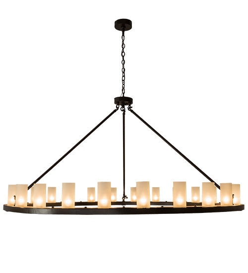 Meyda Lighting Loxley 181386 72" 24-Light Timeless Bronze Chandelier With Frosted Clear Shade Glass