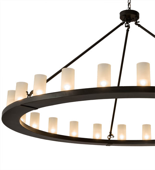 Meyda Lighting Loxley 181386 72" 24-Light Timeless Bronze Chandelier With Frosted Clear Shade Glass