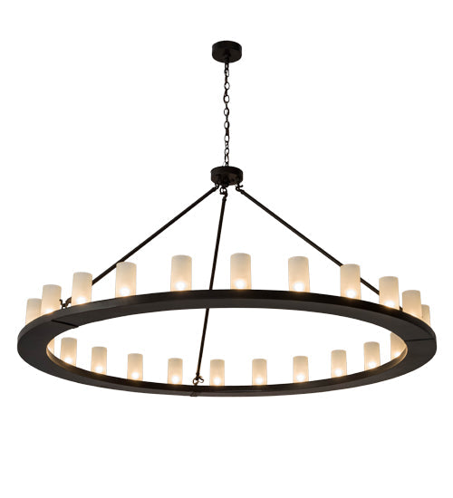 Meyda Lighting Loxley 181386 72" 24-Light Timeless Bronze Chandelier With Frosted Clear Shade Glass