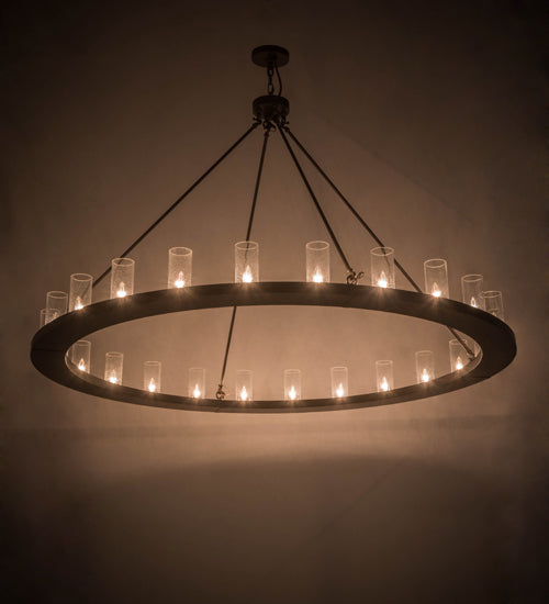 Meyda Lighting Loxley 184951 72" 24-Light Timeless Bronze Chandelier With Clear Seeded Shade Glass
