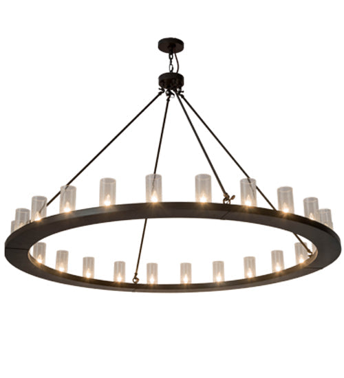 Meyda Lighting Loxley 184951 72" 24-Light Timeless Bronze Chandelier With Clear Seeded Shade Glass