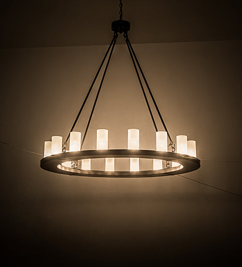 Meyda Lighting Loxley 189843 48" 16-Light Timeless Bronze Chandelier With Frosted Clear Shade Glass