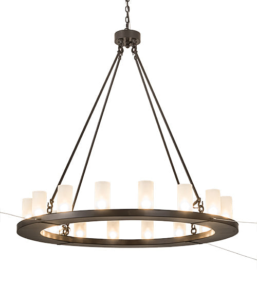 Meyda Lighting Loxley 189843 48" 16-Light Timeless Bronze Chandelier With Frosted Clear Shade Glass