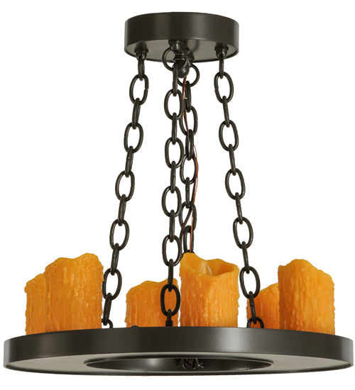 Meyda Lighting Loxley 19" 6-Light Timeless Bronze Chandelier With Amber Faux Candlelight