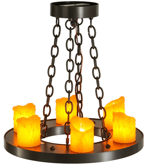 Meyda Lighting Loxley 19" 6-Light Timeless Bronze Chandelier With Amber Faux Candlelight