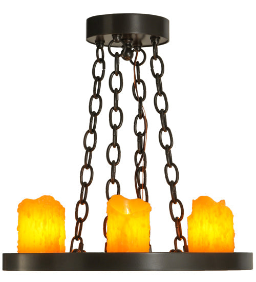 Meyda Lighting Loxley 19" 6-Light Timeless Bronze Chandelier With Amber Faux Candlelight