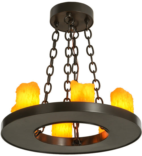Meyda Lighting Loxley 19" 6-Light Timeless Bronze Chandelier With Amber Faux Candlelight