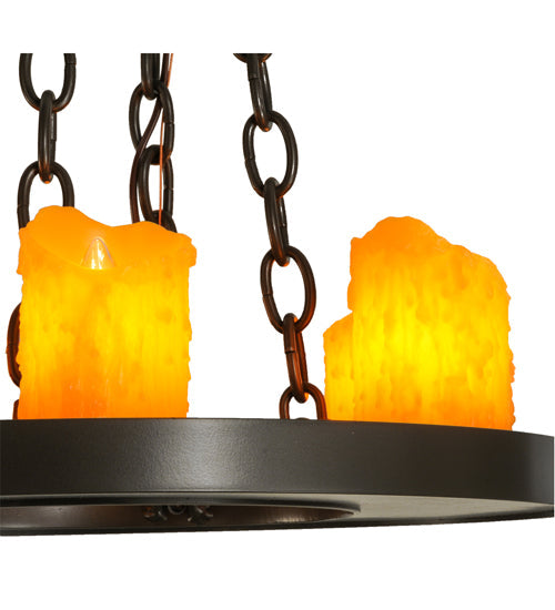Meyda Lighting Loxley 19" 6-Light Timeless Bronze Chandelier With Amber Faux Candlelight