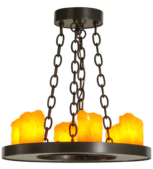 Meyda Lighting Loxley 19" 6-Light Timeless Bronze Chandelier With Amber Faux Candlelight