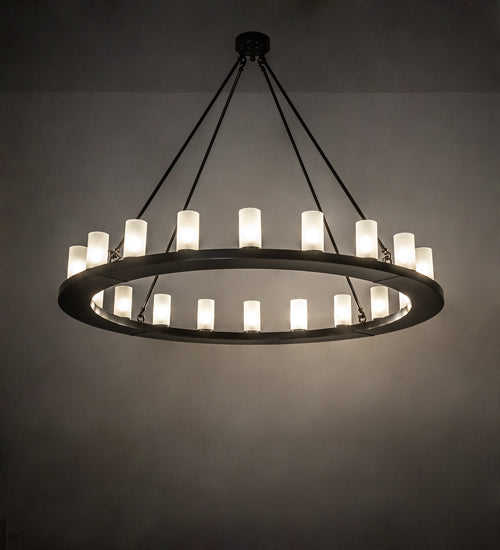 Meyda Lighting Loxley 190596 60" 20-Light Timeless Bronze Chandelier With Frosted Clear Shade Glass