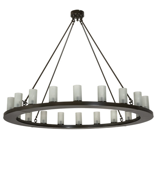 Meyda Lighting Loxley 190596 60" 20-Light Timeless Bronze Chandelier With Frosted Clear Shade Glass