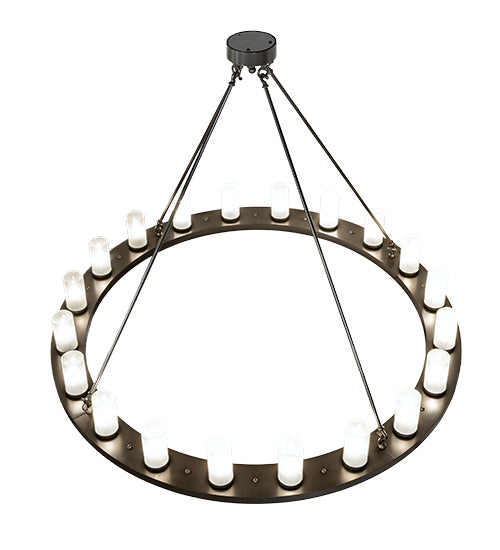 Meyda Lighting Loxley 190596 60" 20-Light Timeless Bronze Chandelier With Frosted Clear Shade Glass