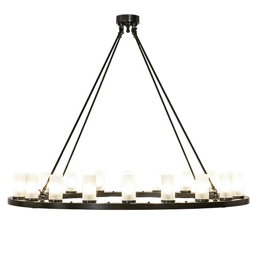 Meyda Lighting Loxley 190596 60" 20-Light Timeless Bronze Chandelier With Frosted Clear Shade Glass